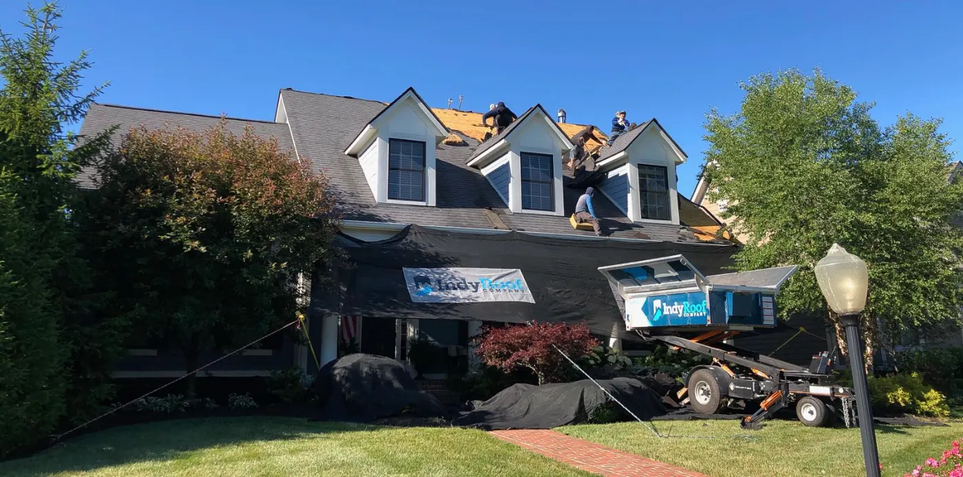 Storm damage documentation on a Kirklin commercial building